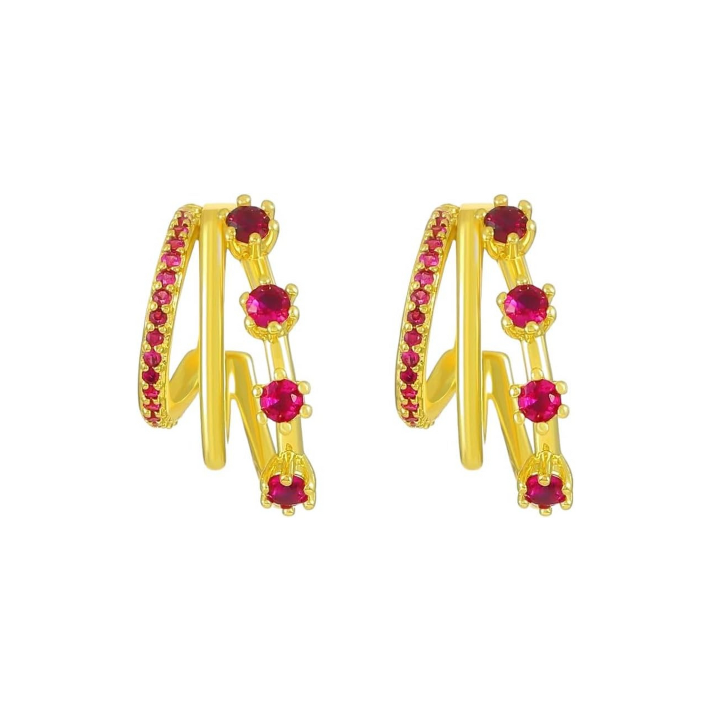 Zarcillo tres aros con circones - Plata de Ley 925