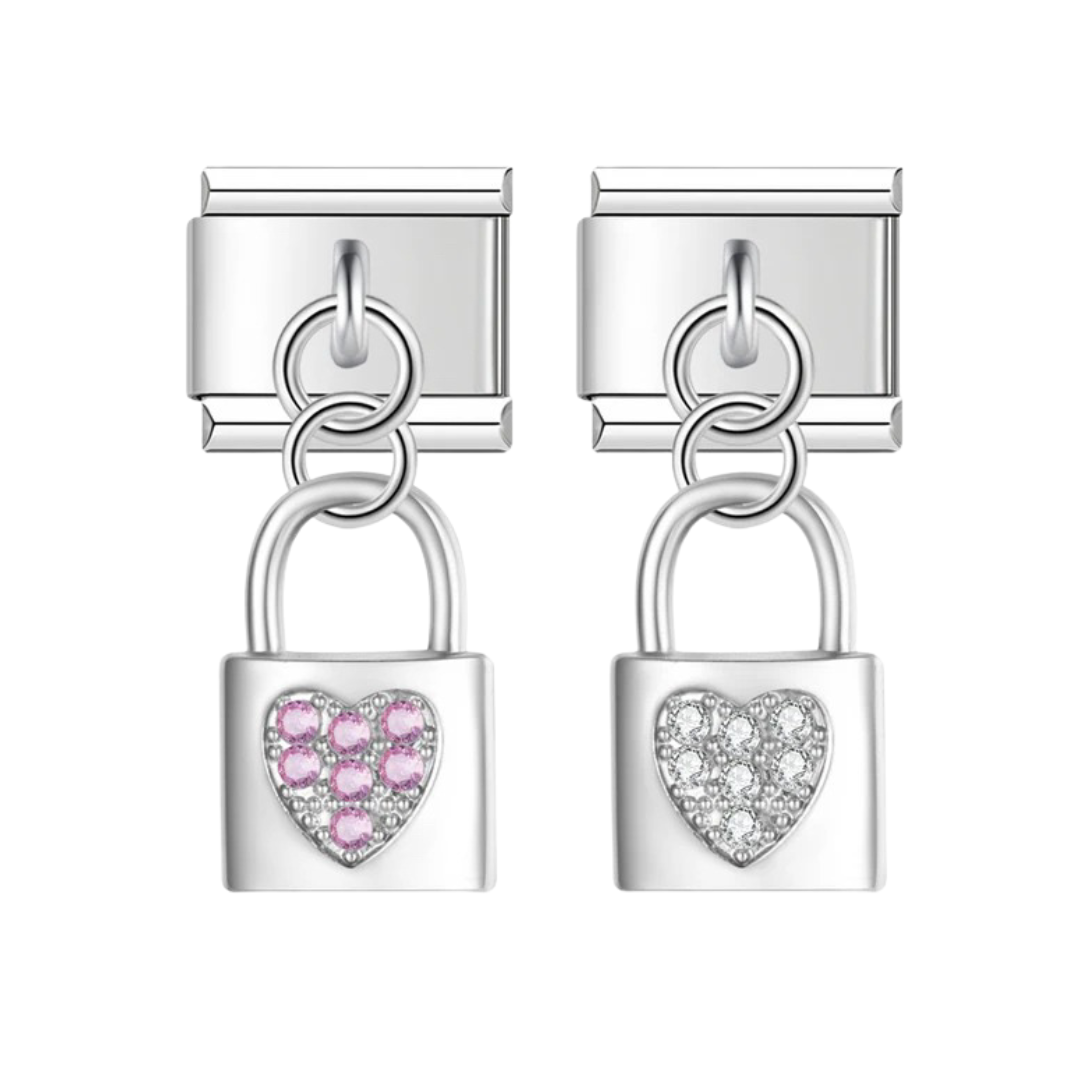 Italian bracelet colgante - candado con corazón