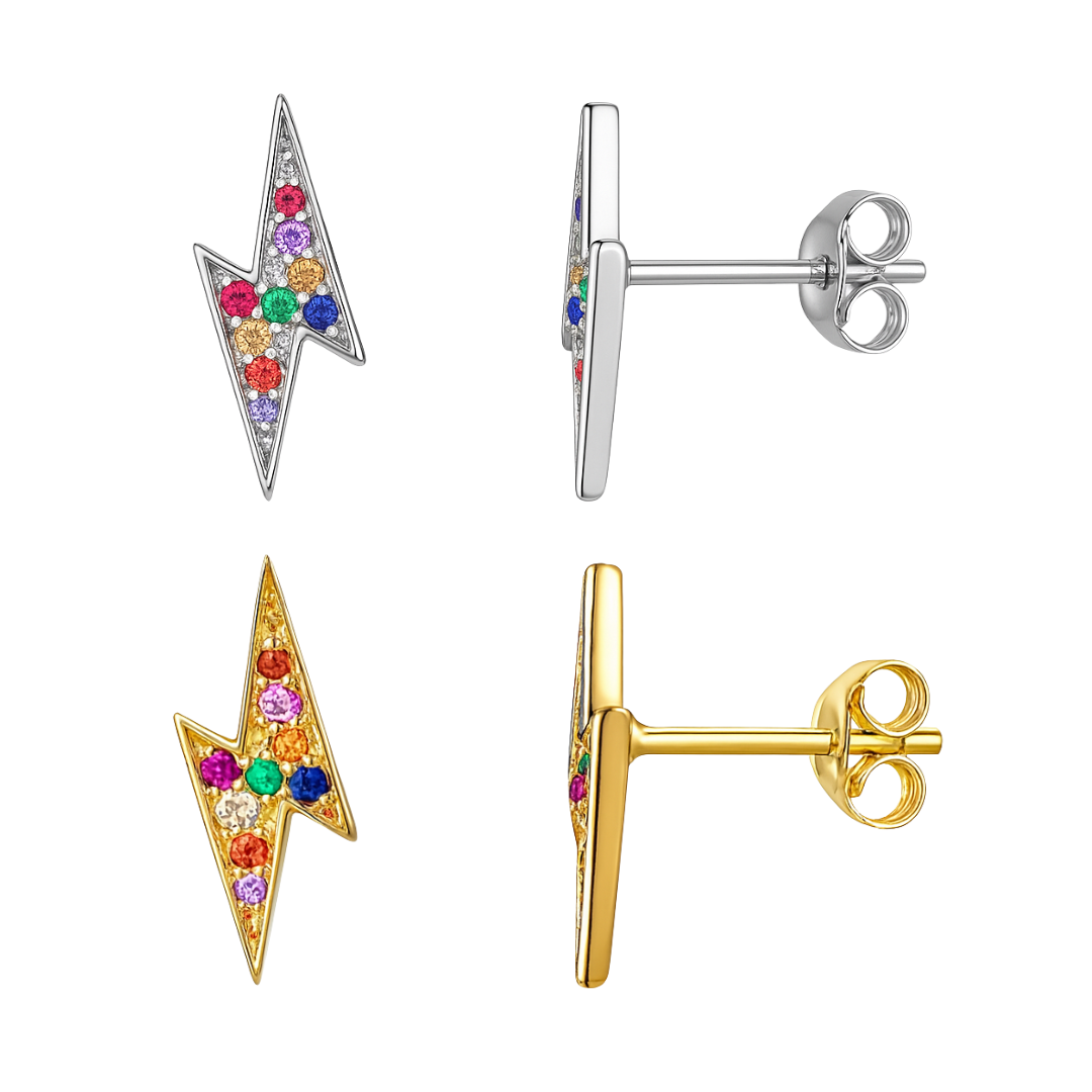 Stud rayo multicolor - Plata de Ley 925