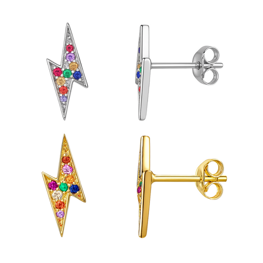 Stud rayo multicolor - Plata de Ley 925