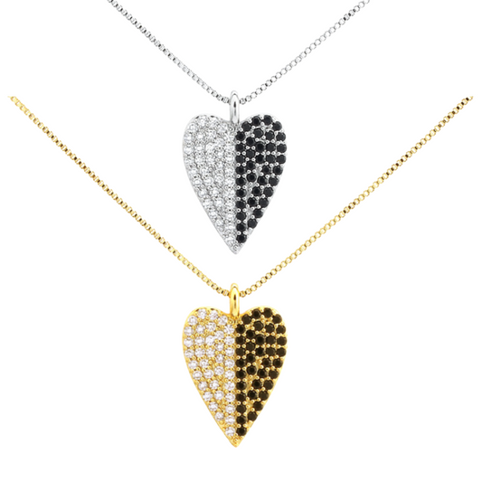Collar de corazón con brillos