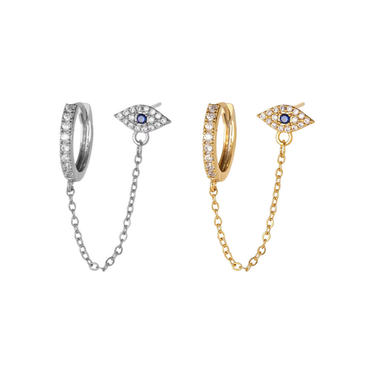 Evil eye argolla y stud - Plata de ley 925