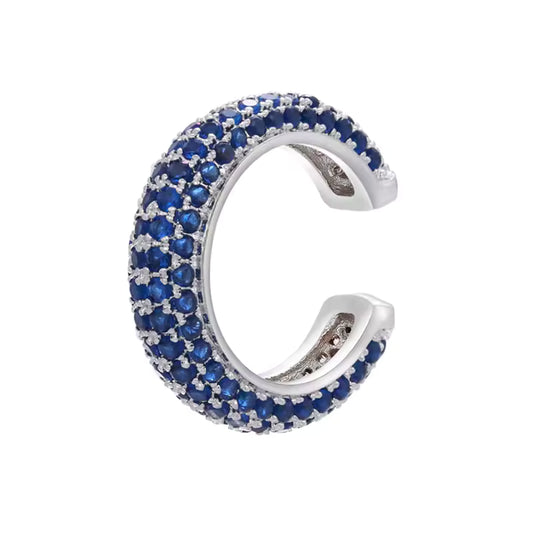Ear cuff Alana - Plateado con azul marino