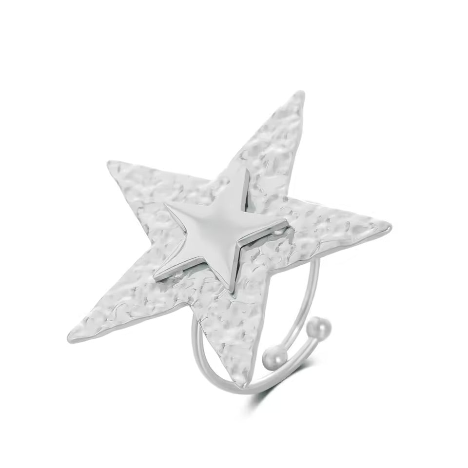 Anillo stella  - acero recubierto en oro 18K