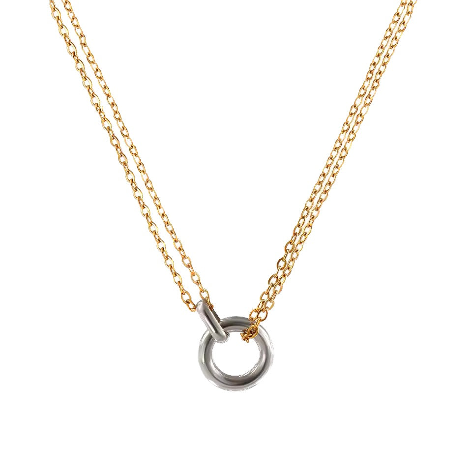 Collar Paola Mix & Match - double circle - Acero inoxidable