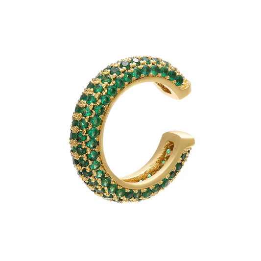 Ear cuff Alana - Dorado con verde
