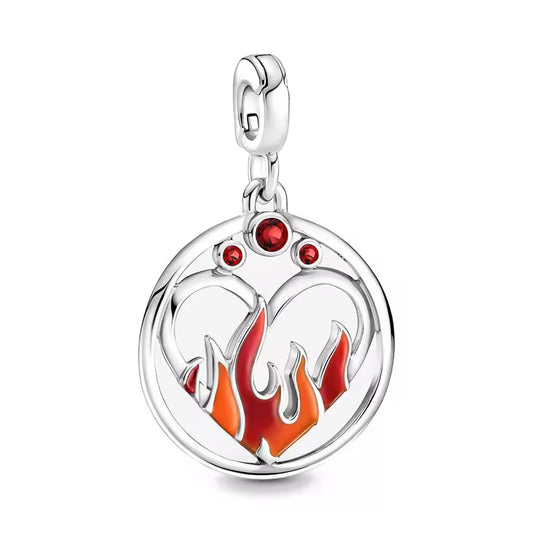 Mini charm de plata - heart fire