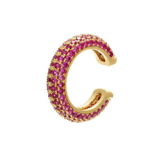 Ear cuff Alana - Dorado con fucsia