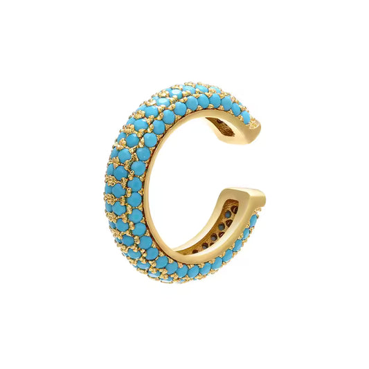 Ear cuff Alana - Dorado con celeste