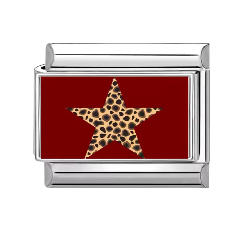 Italian bracelet plano - estrella de leopardo
