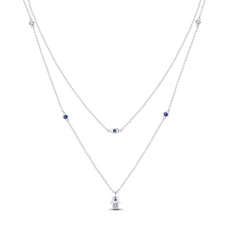 The hamsa evil eye necklace - Plata de ley 925