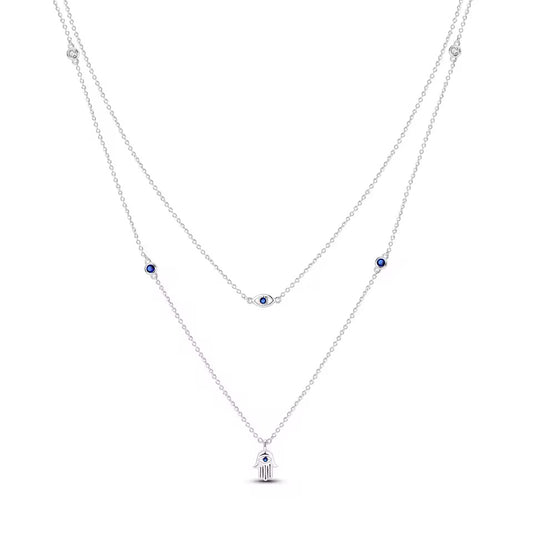 The hamsa evil eye necklace - Plata de ley 925