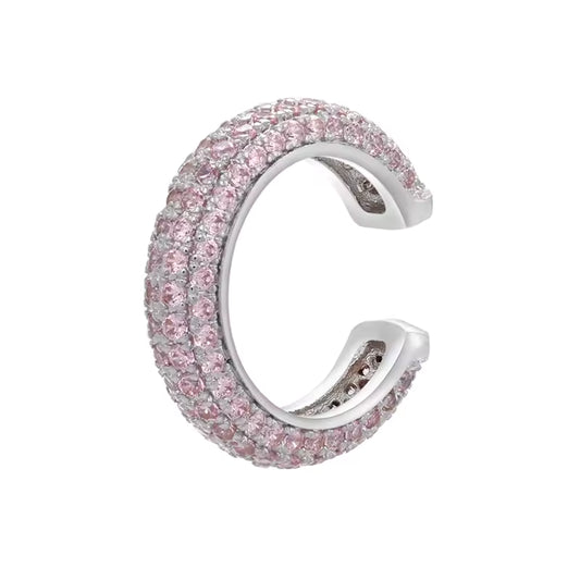 Ear cuff Alana - Plateado con rosado claro