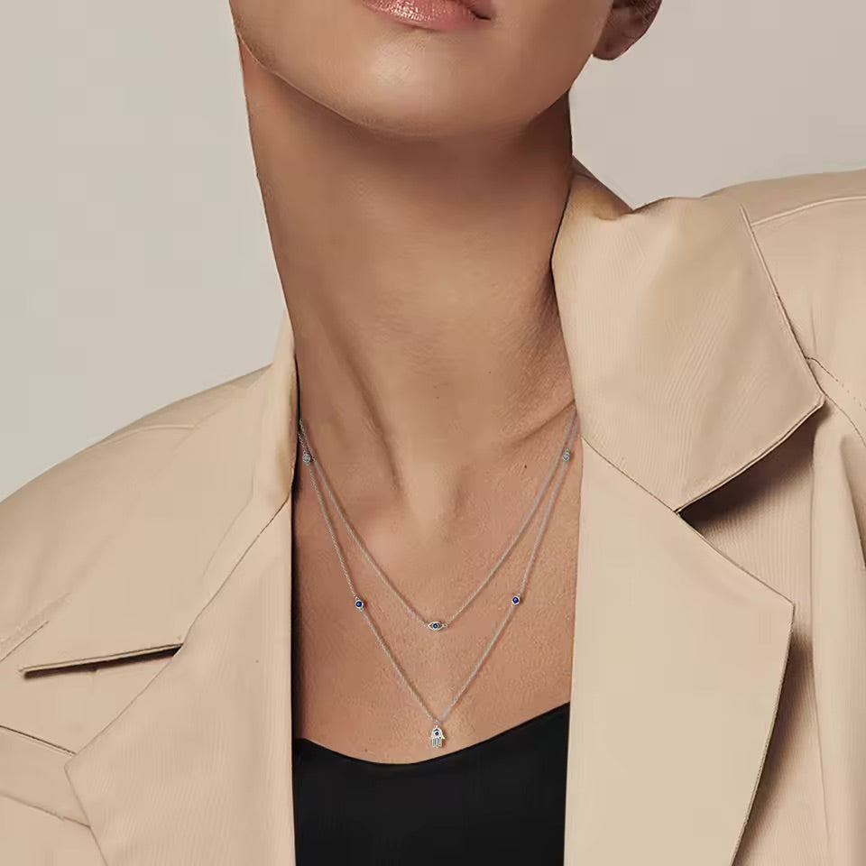 The hamsa evil eye necklace - Plata de ley 925