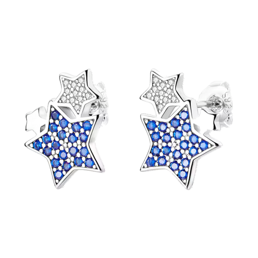 Stud estrellas azules - Plata de Ley 925