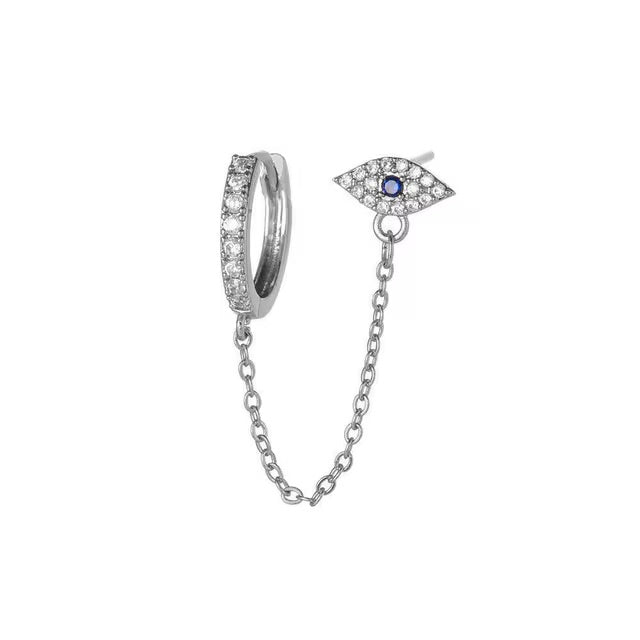 Evil eye argolla y stud - Plata de ley 925