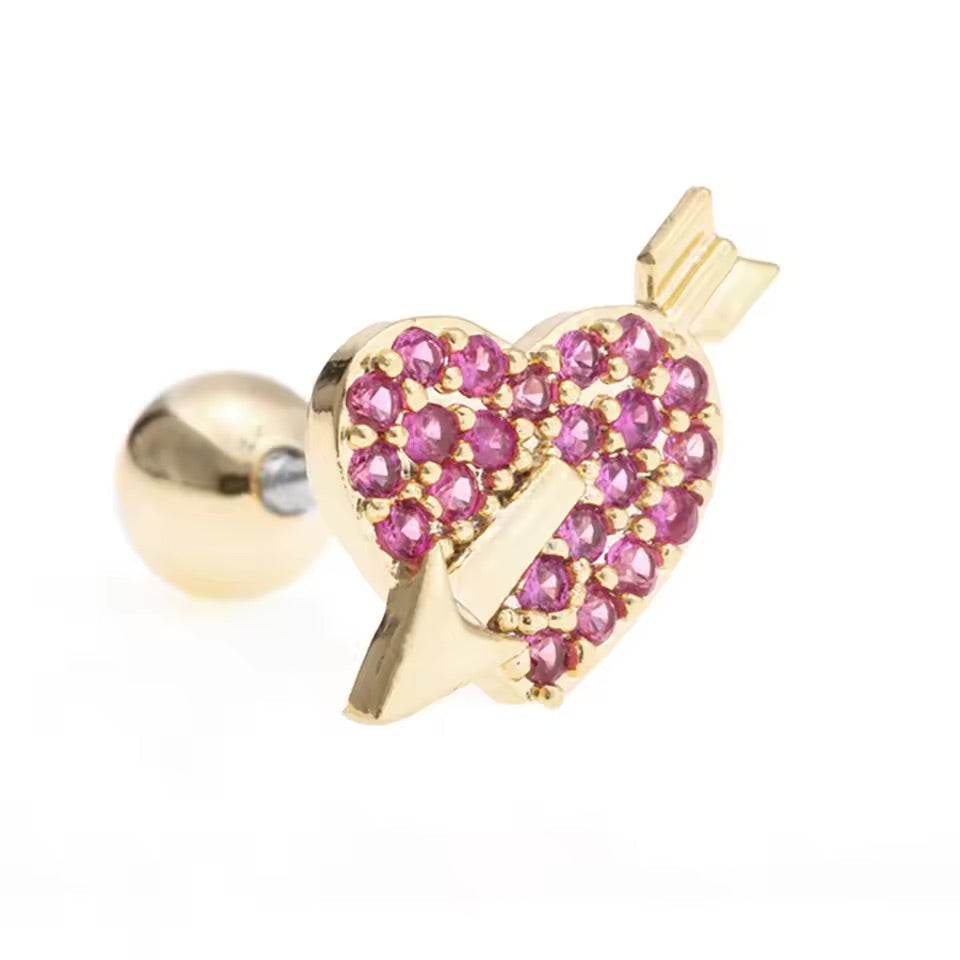 Stud corazón con flecha - Acero inoxidable