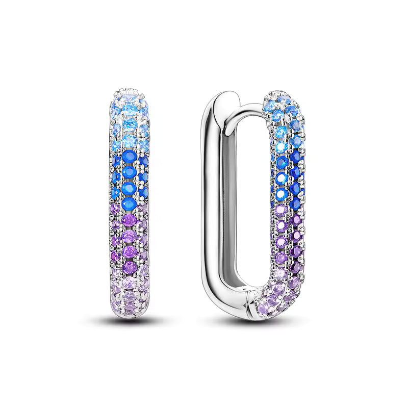 Square hoops - Circones azules y morados - Plata de ley 925