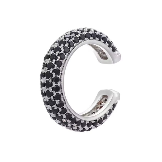 Ear cuff Alana - Negro con plateado