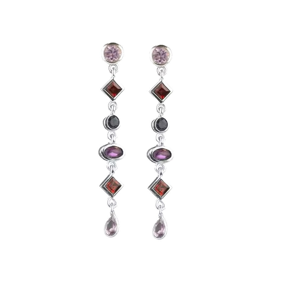 Tira de zarcillo con cristales - Plata de ley 925