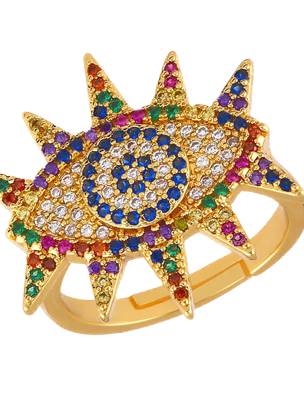 Anillo de ojo con circones ajustable