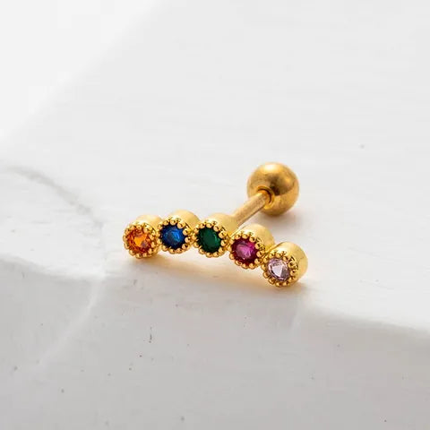 Rainbow dots studs - Plata de Ley 925
