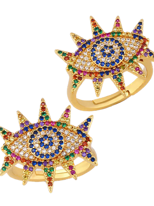 Anillo de ojo con circones ajustable