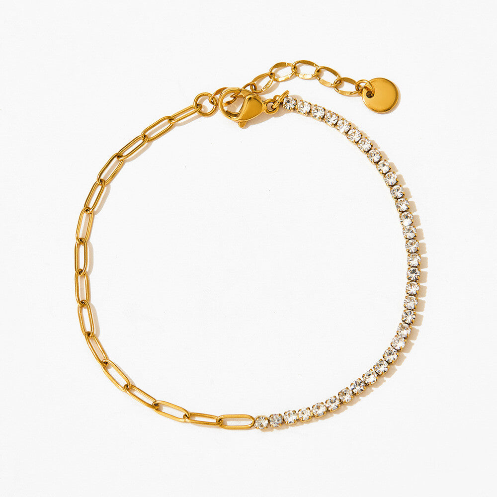 Pulsera dorada de cristales