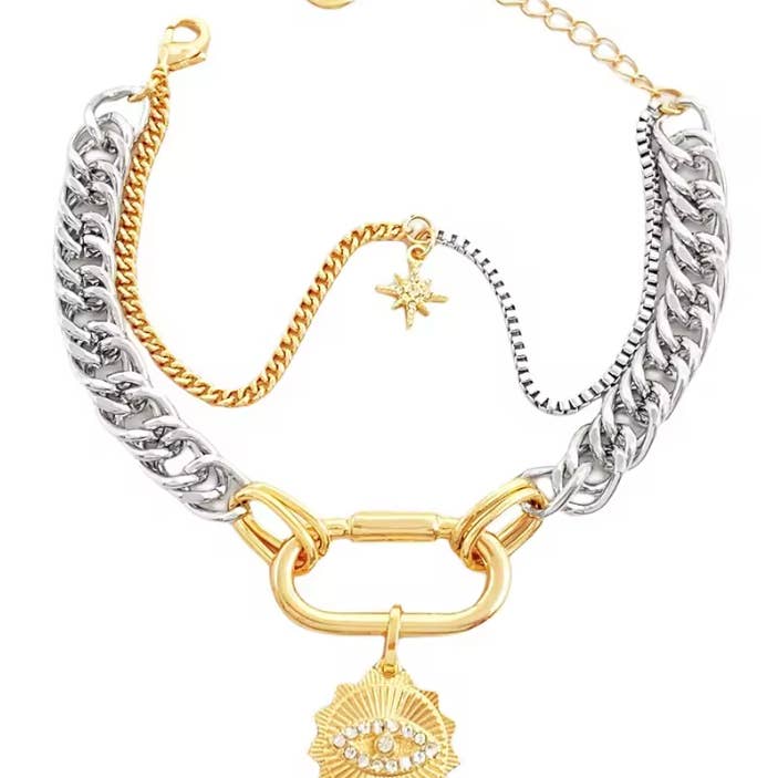 Collar doble cadena dorado y plateado