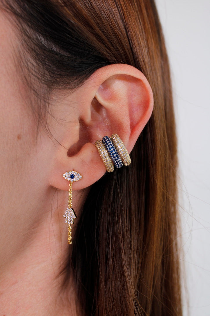 Ear cuff Alana - Dorado con verde