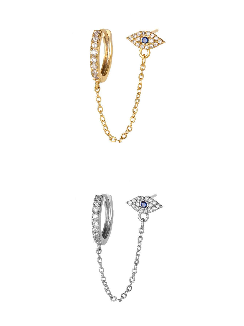 Evil eye argolla y stud - Plata de ley 925