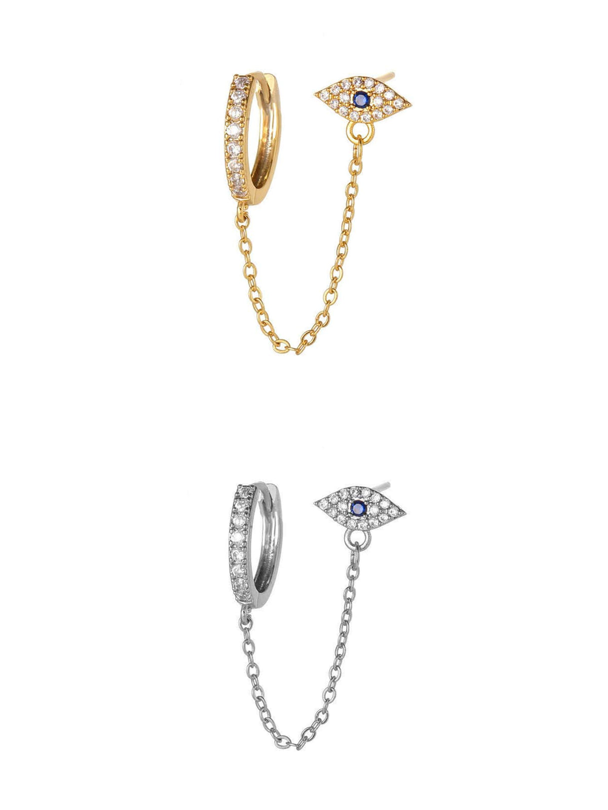 Evil eye argolla y stud - Plata de ley 925