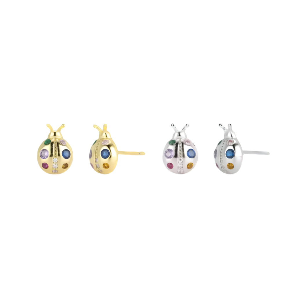 Stud de coquitos multicolor - Plata de Ley 925