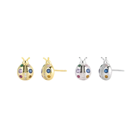 Stud de coquitos multicolor - Plata de Ley 925