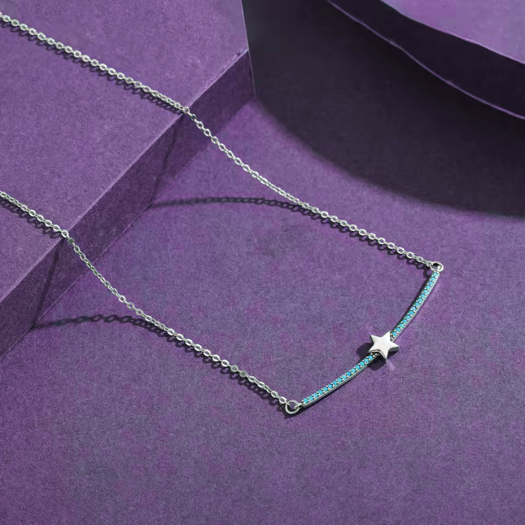Collar estrellita con piedras turquesa  - Plata de ley 925