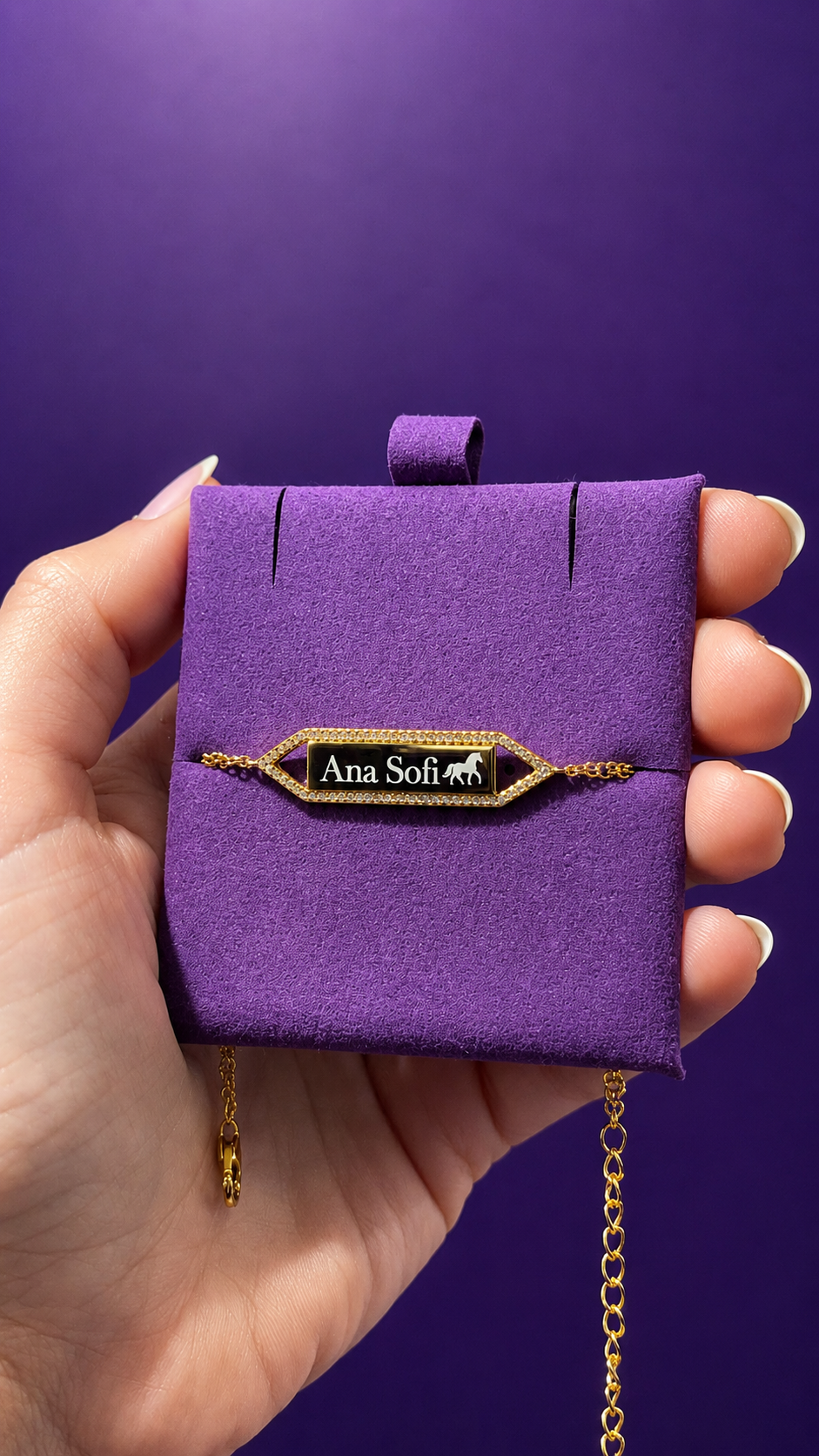 Pulsera para grabar de plata de ley 925 con baño de oro