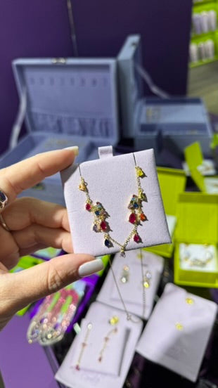 Mini zarcillo de gota con cristales - Plata de ley 925