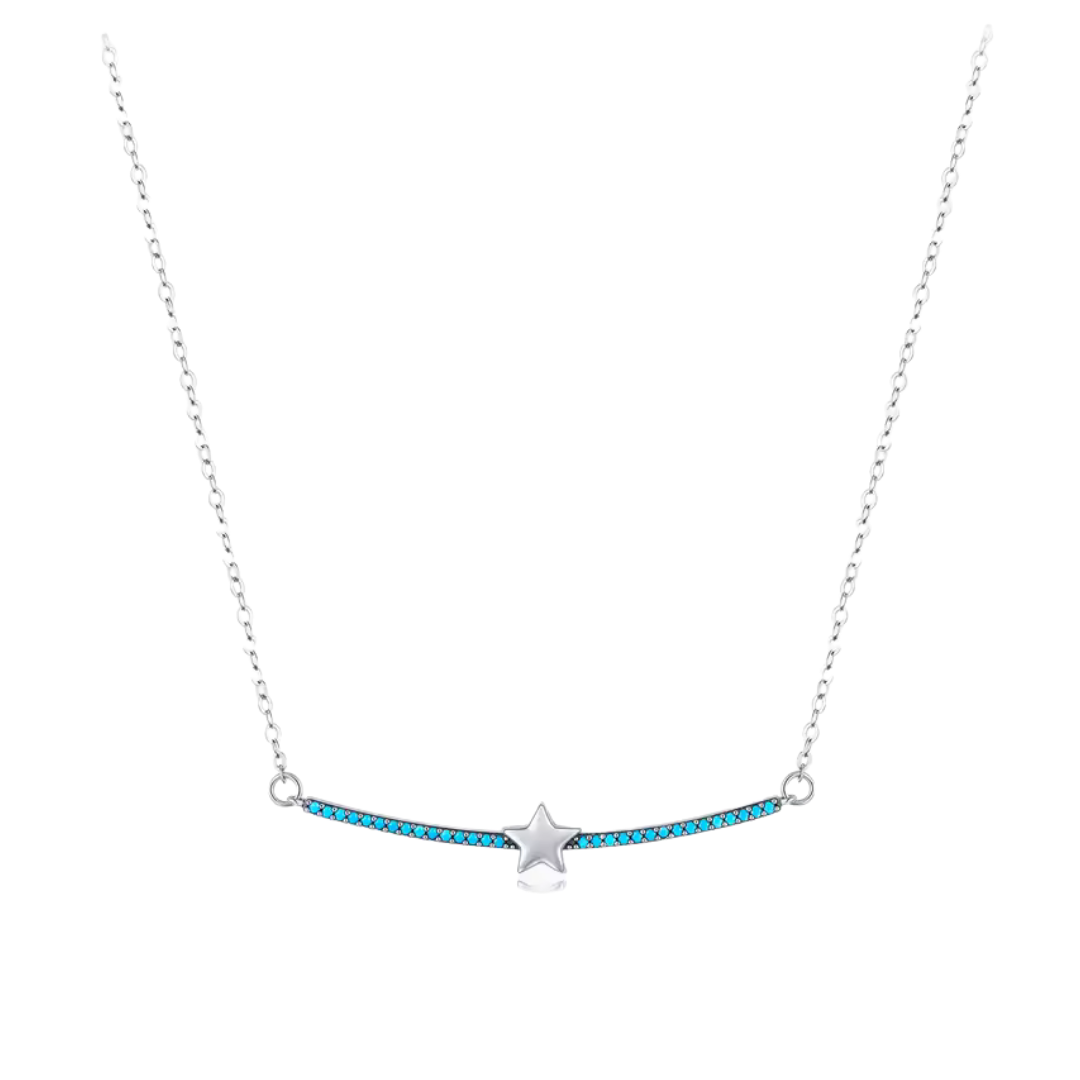 Collar estrellita con piedras turquesa  - Plata de ley 925