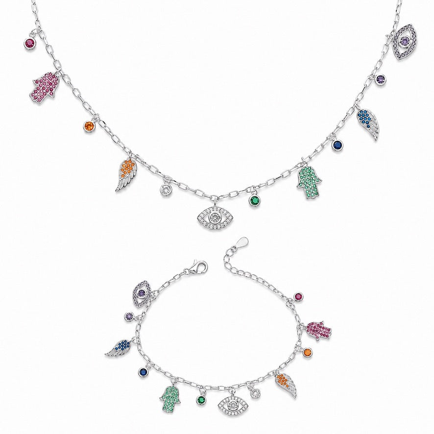 Set The hamsa & evil necklace