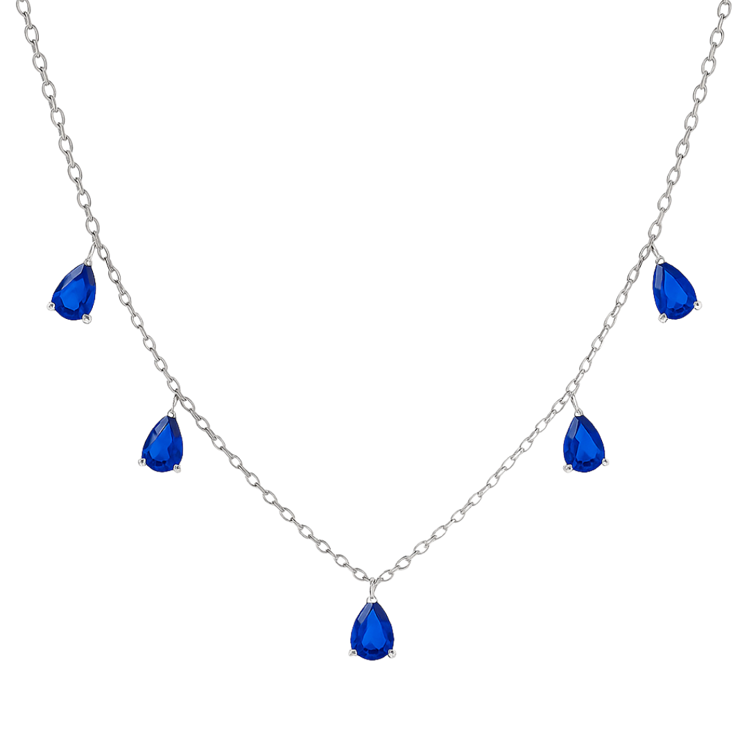 Collar de gotas de cristal - Plata de ley 925