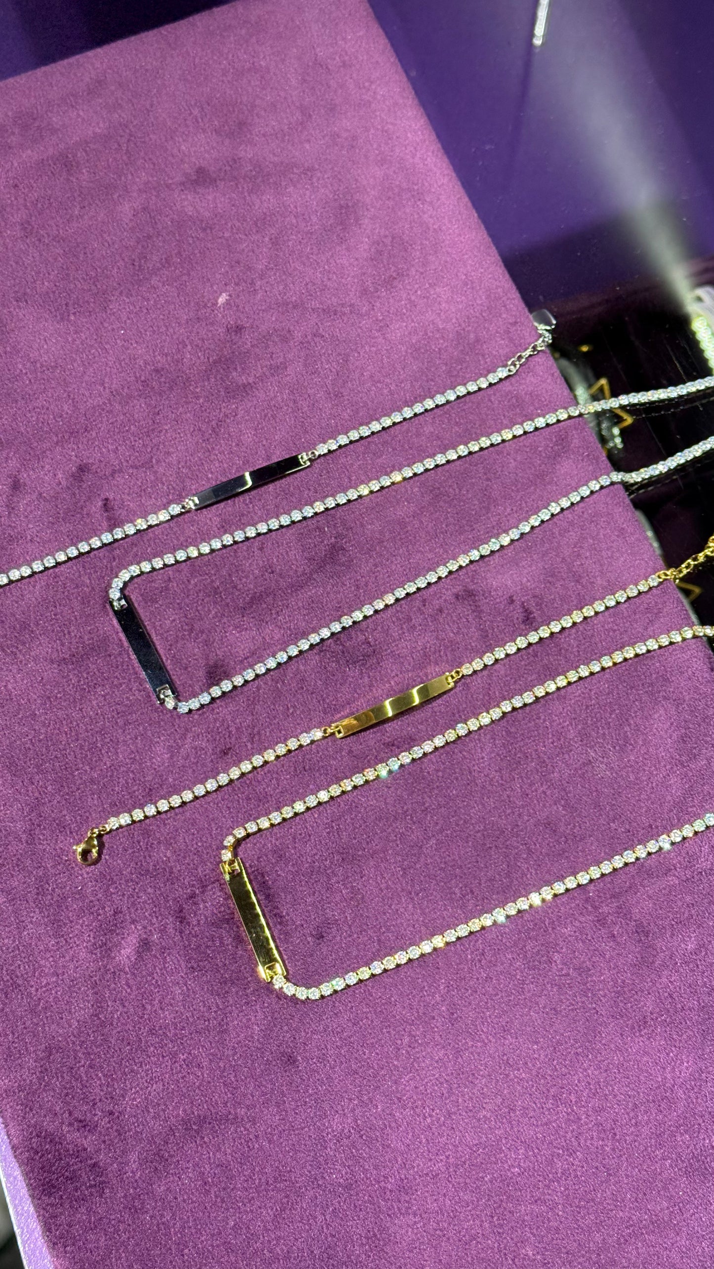 Pulsera de tenis para grabar con nombre personalizado, chapado en oro de 18 quilates, de acero inoxidable