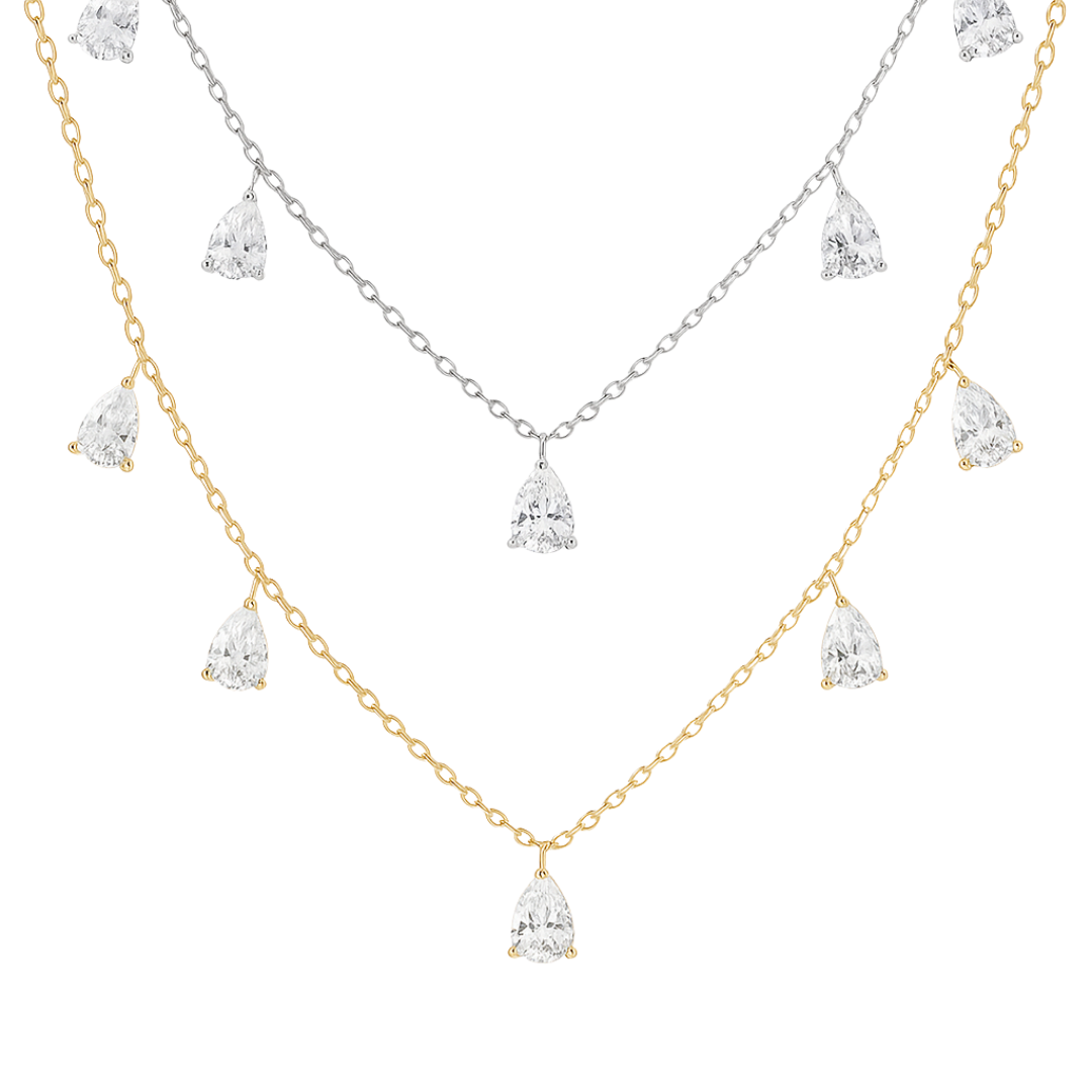 Collar de gotas de cristal - Plata de ley 925