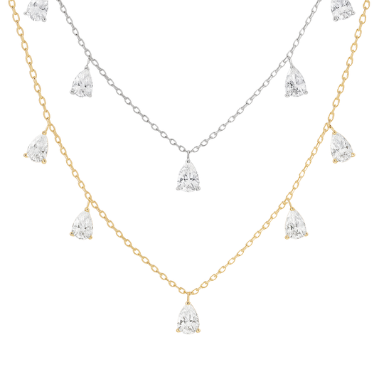 Collar de gotas de cristal - Plata de ley 925