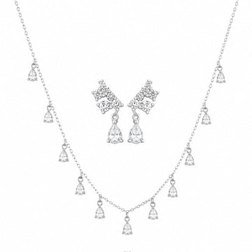 Set de gota con cristales - Plata de ley 925
