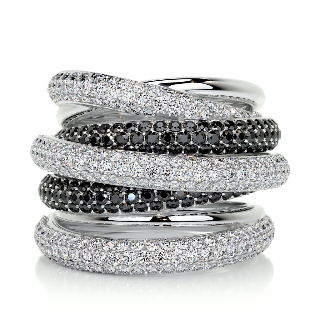 Anillo mil tiras - negro con plateado