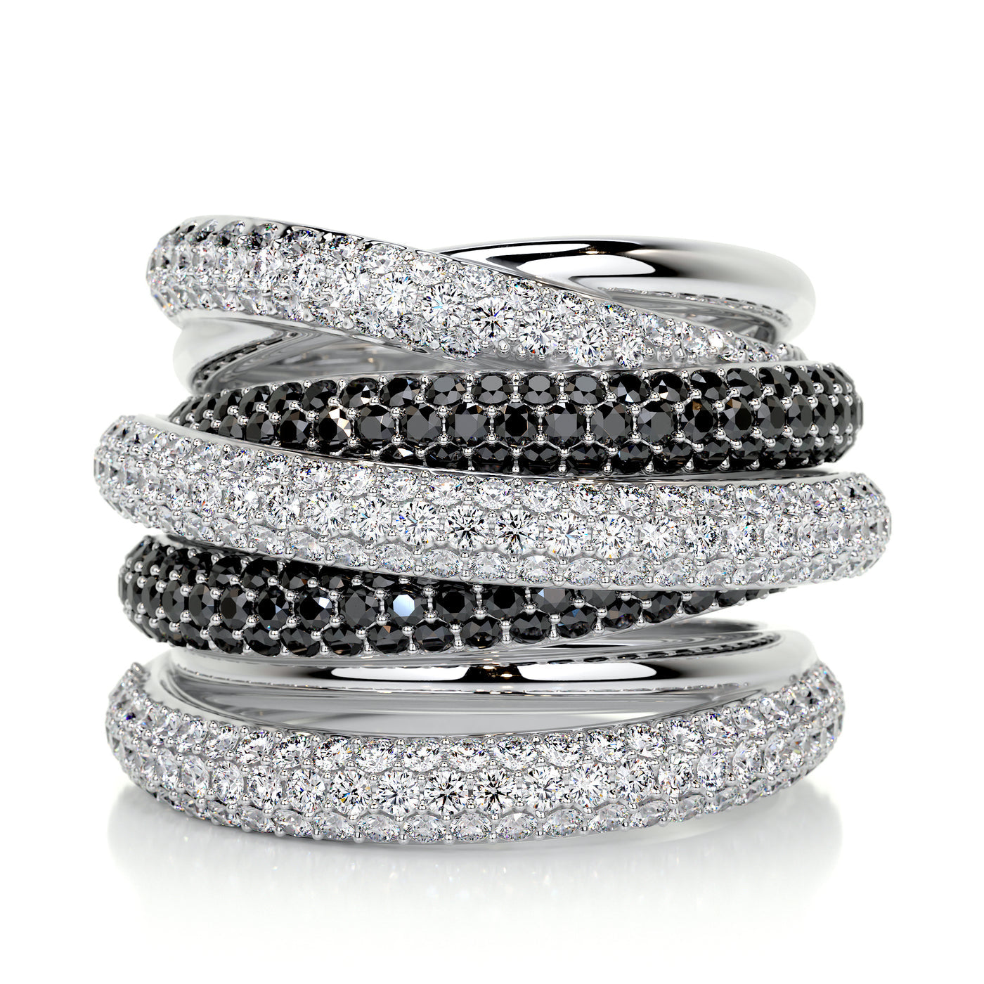 Anillo mil tiras - negro con plateado