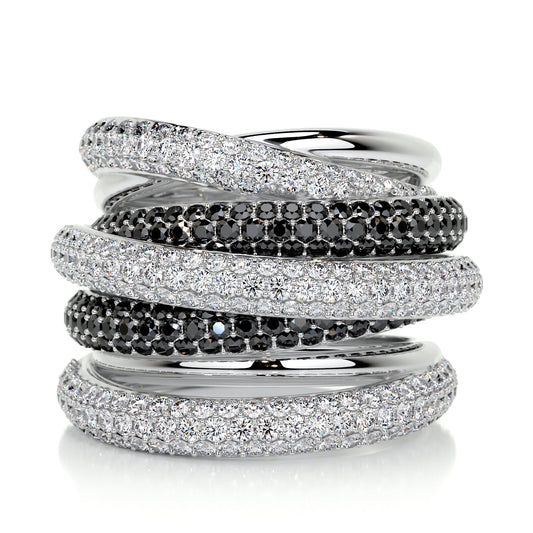 Anillo mil tiras - negro con plateado