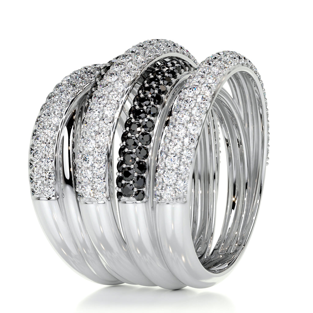 Anillo mil tiras - negro con plateado