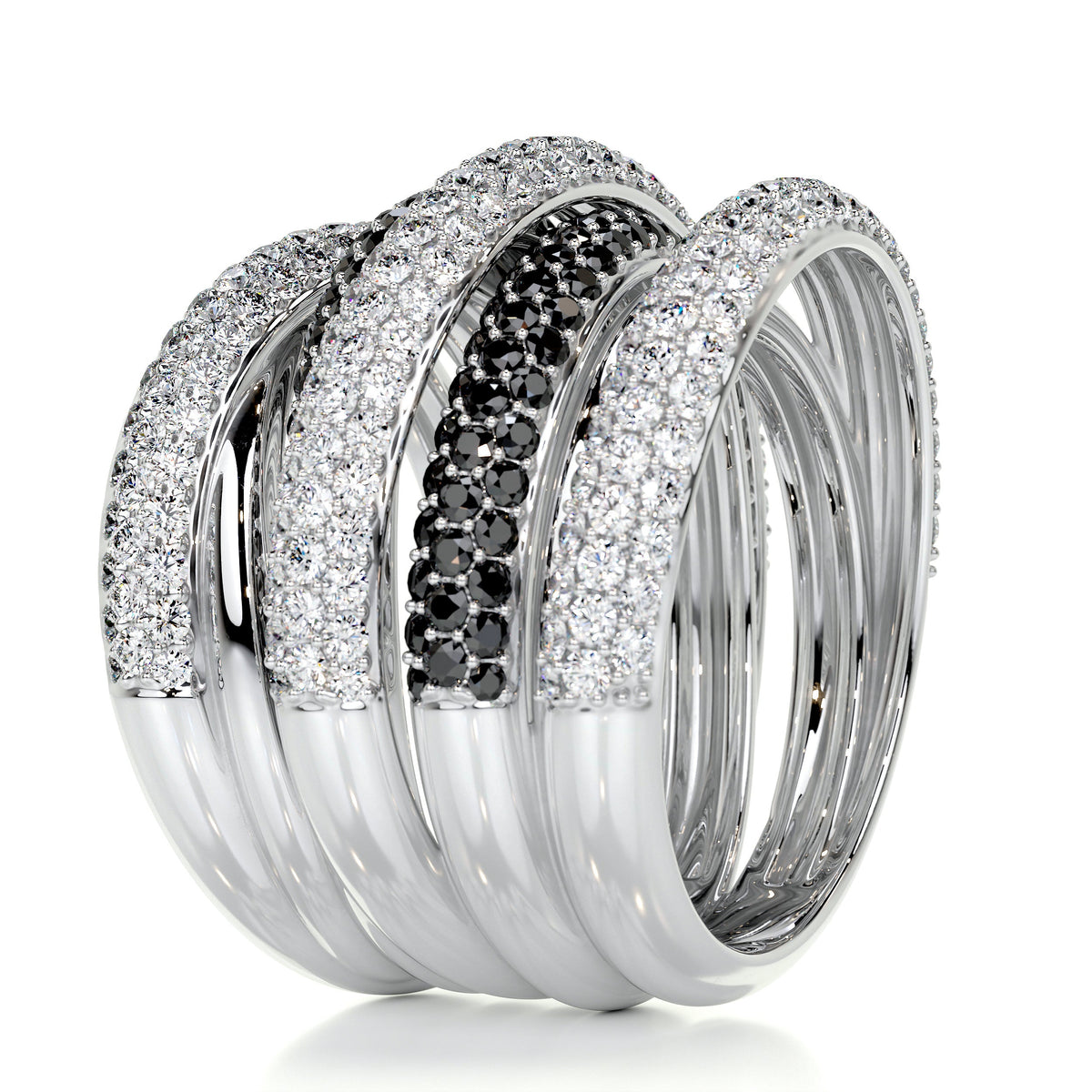 Anillo mil tiras - negro con plateado