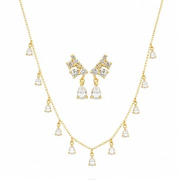 Set de gota con cristales - Plata de ley 925